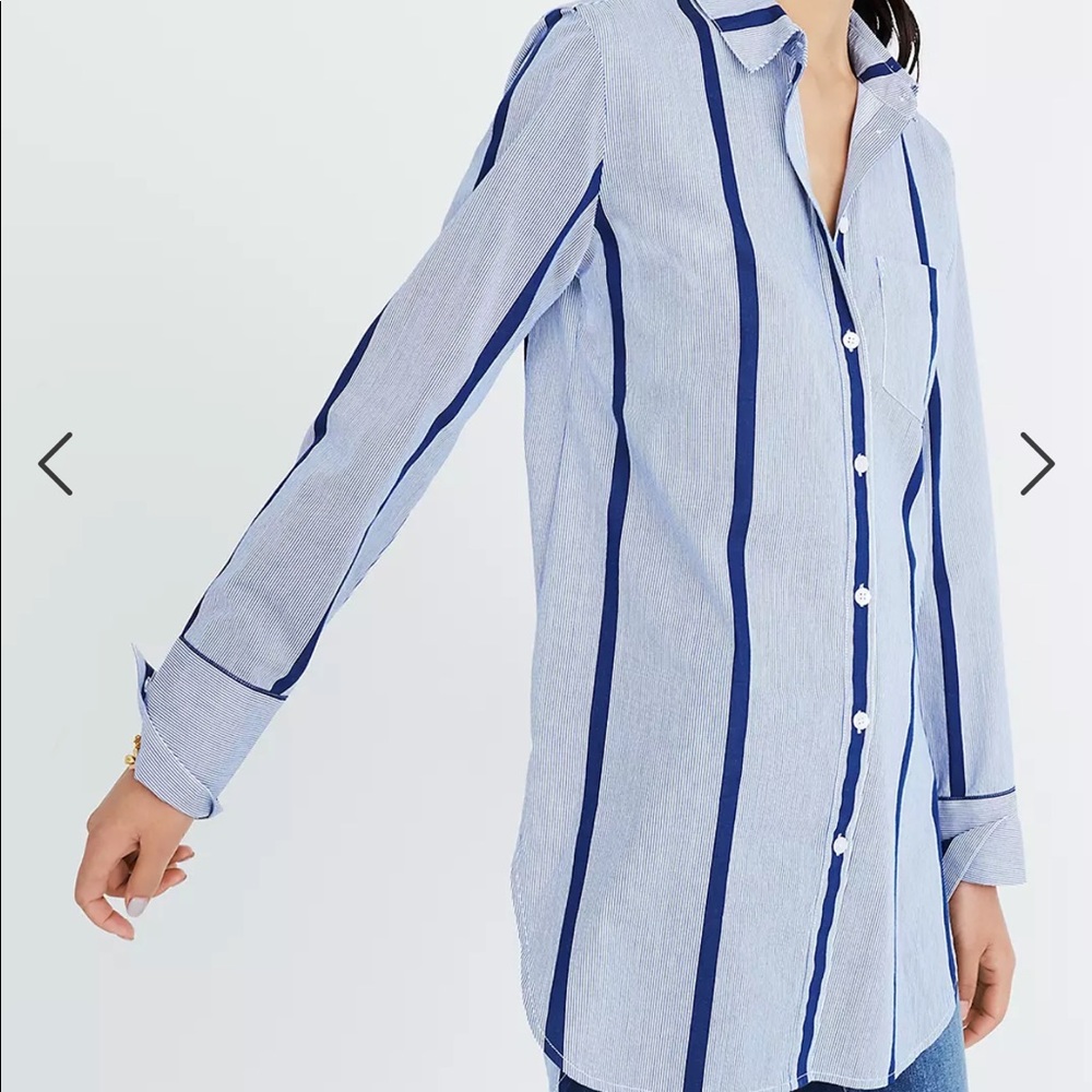 Madewell striped button down tunic shirt size XL